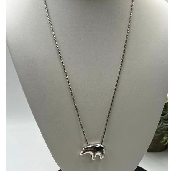 Sterling Silver Southwestern Storyteller Bear Slider Pendant 20” Chain Necklace - Picture 2 of 8